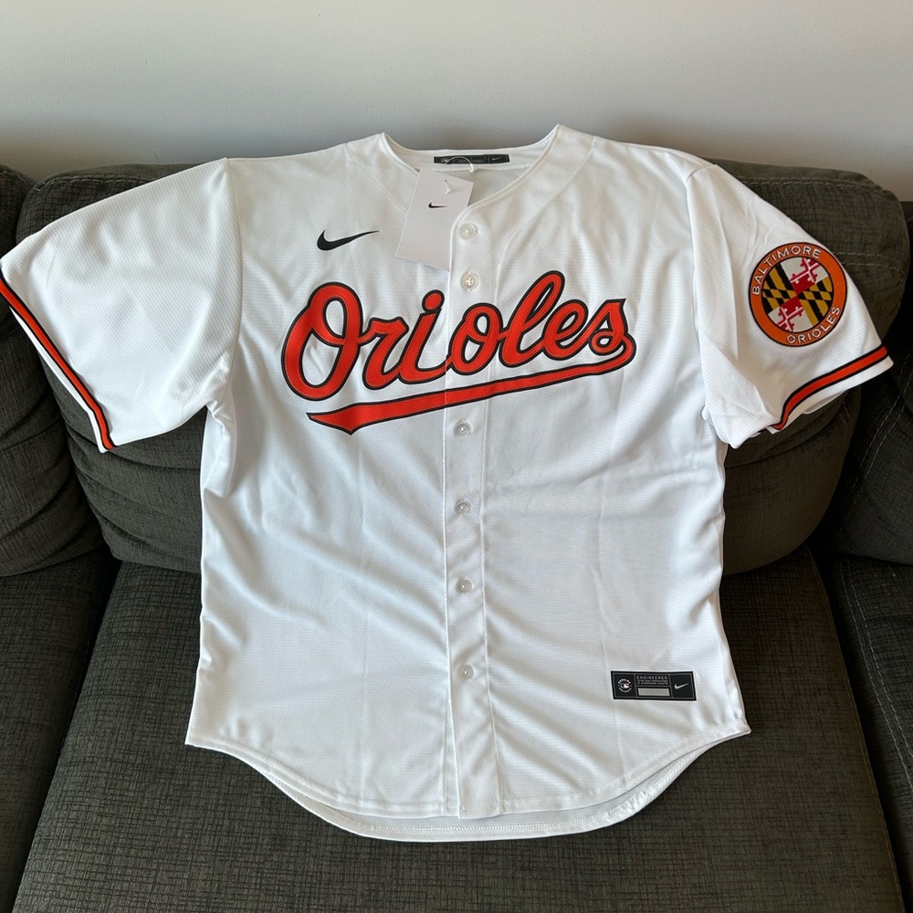 Nike Authentic Baltimore Orioles Baseball White Jersey with Patch Men’s Sz: L